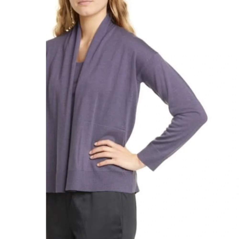 Eileen Fisher Open Front Extra Fine Merino Wool Cardigan Size XXS